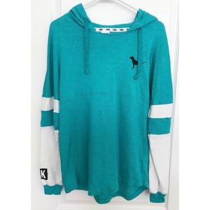 VS PINK Teal Lightweight Hoodie Sweatshirt